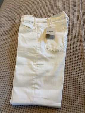 MOTHER The Hustler Ankle Fray Cream White Straight-Leg Jeans NWT